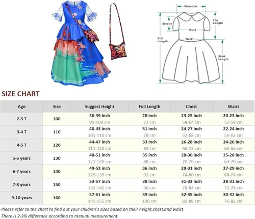 Vista 2 de Kaisebile Princess Costume Dress for Girls Birthday Halloween Party Dress Up with Accessories