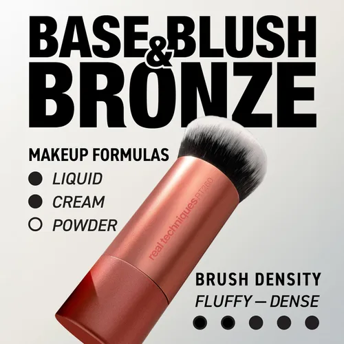 Vista 2 de Real Techniques, brocha de maquillaje Bubble Blending, brocha multiusos para base para productos líquidos, crema y polvo, cabeza de cepillo redonda