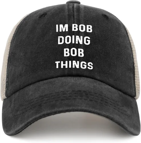 Vista 31 de Im Bob Doing Bob Things - Sombrero de camionero para hombre, sombrero de malla vintage para verano