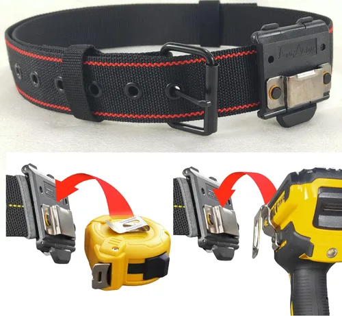 Vista 7 de Cinturón de herramientas con funda de taladro, cinturón de trabajo para electricista con clip de funda de taladro