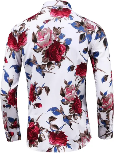 Vista 2 de Camisa de vestir hawaiana con botones y estampado floral para hombre