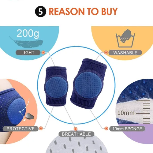 Vista 3 de SOFTMED - Rodilleras para gatear y gatear, rodilleras para bebé, ajustables, antideslizantes, transpirables para gatear niños pequeños (3 pares)