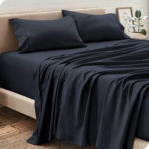 Vista 14 de Juego de sábanas de 4 piezas (1 sábana encimera + 1 sábana bajera + 2 fundas de almohada) 100% algodón natural que se ajusta a colchones de hasta 12