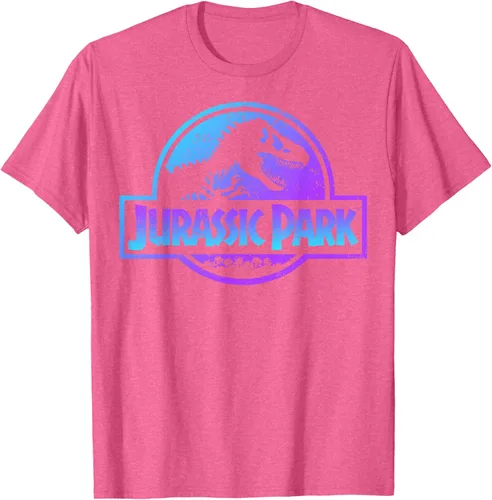Vista 41 de Jurassic Park Camiseta de manga corta con logotipo Fossil azul y morado Negro