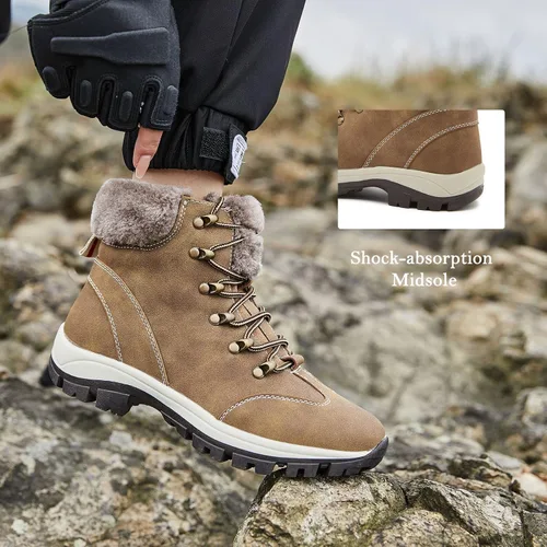 Vista 4 de Botas impermeables para el trabajo de senderismo para mujer botas tácticas de senderismo para la nieve de invierno botas de senderismo