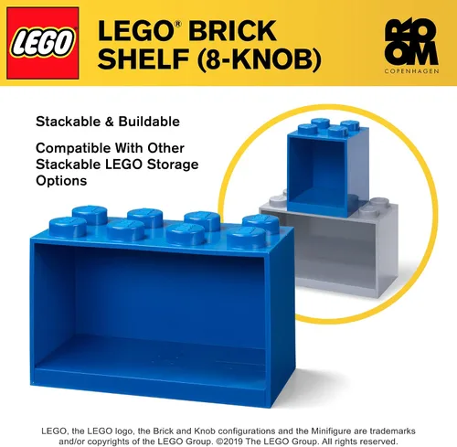 Vista 6 de Room Copenhagen Juego de ladrillos Lego con estantes de caja de 4 pernos y 8 pernos, color azul