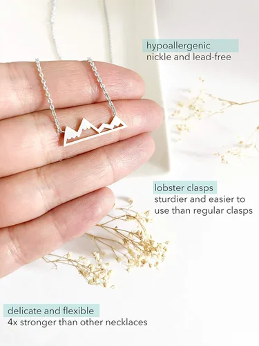 Vista 3 de Altitude Boutique Collar de montaña nevada para mujeres amantes de la naturaleza, esquiadores, excursionistas campistas (oro, plata, oro rosa)