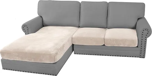 Vista 32 de H.VERSAILTEX Funda de cojín elástica de terciopelo para sofá, funda de cojín de felpa para cojines de silla, protector de muebles, cojín de asiento