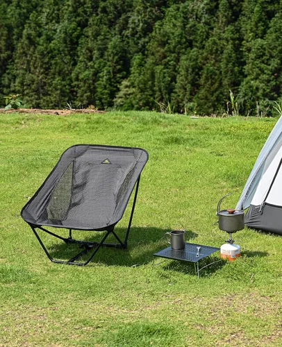 Vista 10 de iClimb - Silla plegable de camping ultraligera y compacta con bolsillo lateral y bolsa de transporte (Negro)