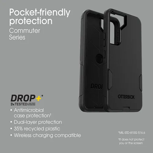 Vista 6 de OtterBox Commuter Series - Funda para Samsung Galaxy S22 (Solo) - Embalaje no minorista - Negro