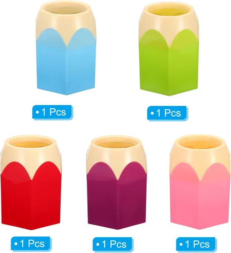 Vista 3 de PATIKIL Portalápices, paquete de 5 soportes para bolígrafos para escritorio, bonito soporte de plástico para lápices, organizador de tazas