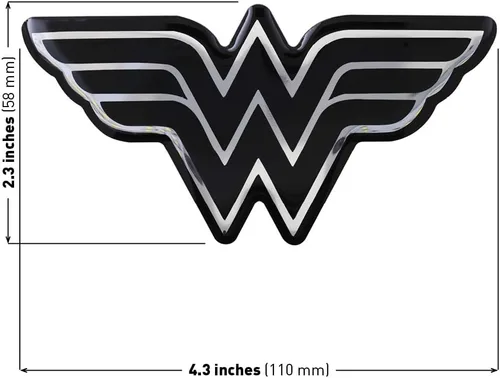 Vista 2 de Fan Emblems Wonder Woman - Calcomanía cromada para automóvil, logotipo clásico (negro y cromado)