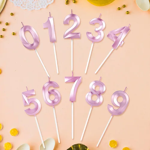 Vista 3 de BEAN LIEVE Velas numéricas de cumpleaños – Velas numéricas para pastel de cumpleaños número 0 1 2 3 4 5 6 7 8 9 utilizado para decoración de Oro rosa