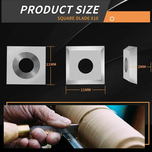 Vista 2 de Insertos cuadrados de carburo de 11×11×2.0mm para torneado de madera, juego de insertos de cortador de carburo de tungsteno, cortador de carpintería