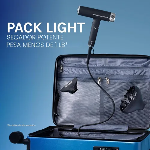 Vista 16 de Bio Ionic AeroGravity - Secador de pelo Featherlight, mango plegable, reduce el encrespamiento y la estática, compacto, ultra ligero, doble voltaje