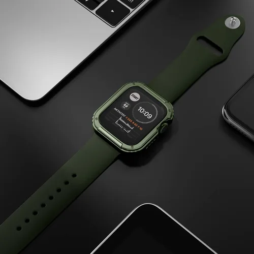 Vista 5 de Recoppa para Funda Resistente Apple Watch 38mm Series 3/2/1 con Protector de Pantalla, Cubierta Protectora a Prueba de Caídas Grado Militar Quattro