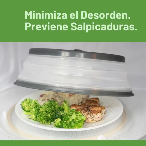 Vista 2 de Tovolo Cubierta de salpicaduras para microondas para alimentos, mediana (carbón) - Tapa protectora de salpicaduras de silicona plegable y ventilada