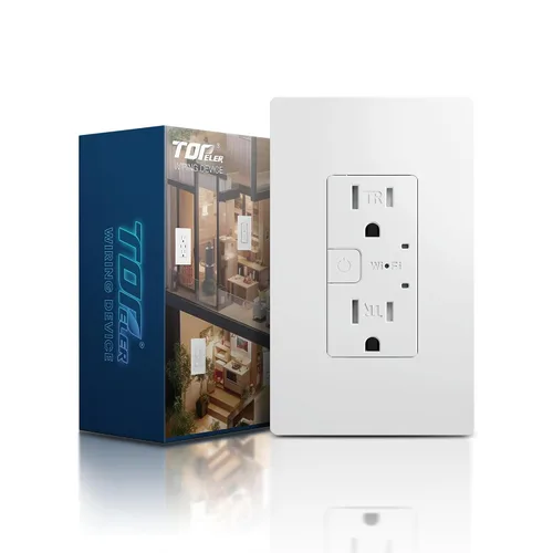 Vista 9 de Enchufe Eléctrico Inteligente Negro, Enchufe Wi-Fi Inteligente con Control Individual, Receptáculo de 15Amp con Control Remoto, Compatible
