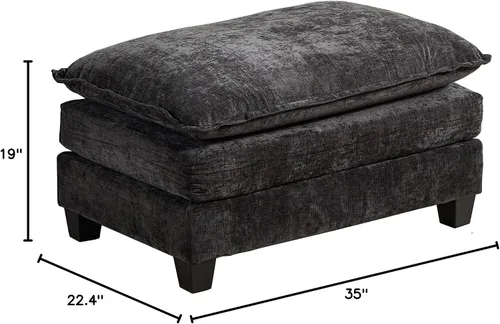 Vista 260 de Sofá seccional modular verde de 111.5", sofás seccionales grandes de 3 plazas para sala de estar, sofá nube oversized de tela chenille con otomana