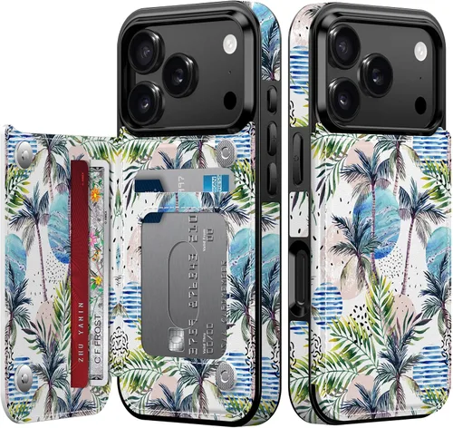 Vista 201 de LETO para iPhone 15 Pro Funda tipo cartera - Tapa tipo folio con patada - Diseños de moda - Tarjetero - Funda protectora para mujeres y niñas - 6.1