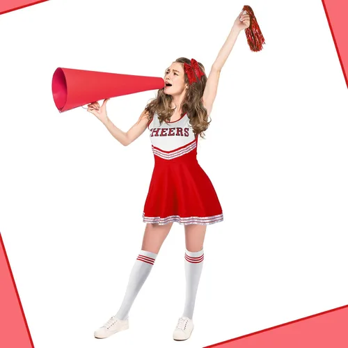 Vista 5 de SATINIOR 4 piezas de disfraces de animadora para mujeres, adultos, niñas, uniforme de animación, vestido elegante para fiesta de Halloween