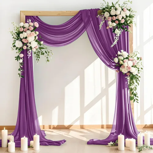 Vista 17 de LINXTAR 1 panel de tela para arco de boda, 1 panel de 30 x 18 pies, cortina de arco de gasa transparente azul bebé para cabina de fotos, despedida