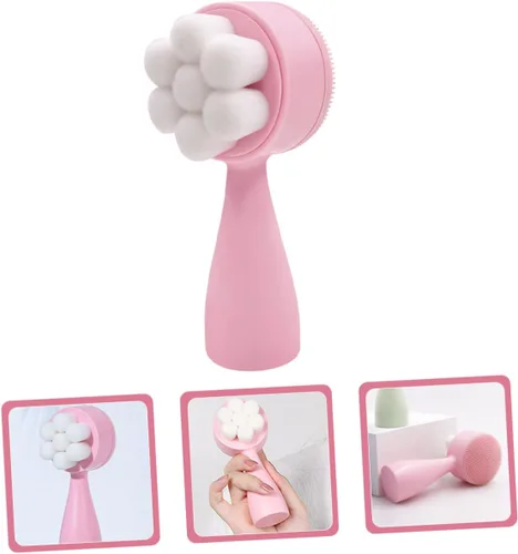 Vista 4 de FOMIYES Cepillo facial portátil, limpiador facial de silicona 3D para uso seco y húmedo, cepillo de exfoliación suave, ideal para pieles sensibles