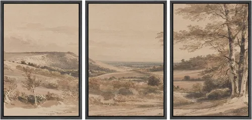 Vista 8 de SIGNWIN Lienzo enmarcado para pared, juego de arte abstracto de serenidad costera, ilustraciones abstractas junto al mar, arte moderno, decorativo