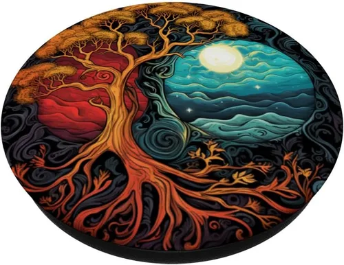 Vista 2 de Yin Yang Árbol de la Vida PopSockets estándar PopGrip