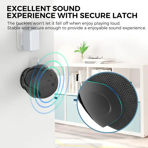 Vista 3 de awakentti Soporte de pared 2 en 1 para Echo Dot de 4ª generación, accesorios que ahorran espacio, resistente, colgador de salida para altavoz