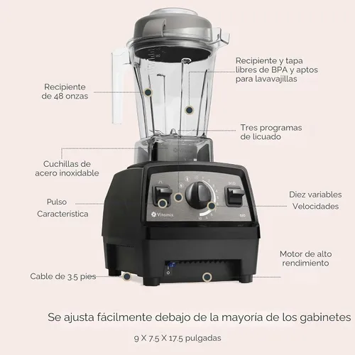 Vista 3 de Vitamix Propel Series 510 - Licuadora con tres programas de mezcla, licuadora de grado profesional para batidos y más, cuchillas de acero