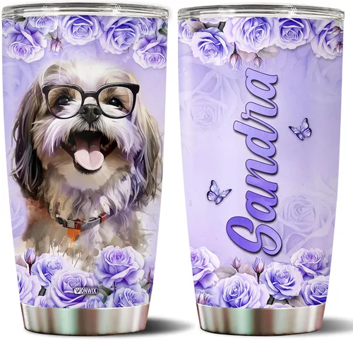 Vista 27 de Regalos personalizados de Beagle para mujeres, esposa, hija, mamá, niña, vaso de acero inoxidable aislado de 20 onzas, taza de viaje, taza de café