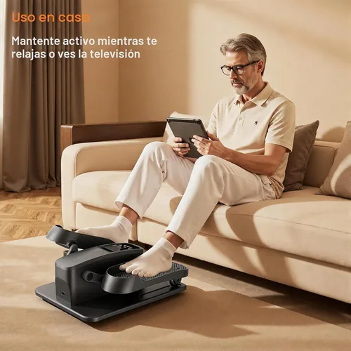 Vista 5 de Máquina elíptica de ejercicio debajo del escritorio, ejercitador de pedal sentado silencioso para personas mayores, ejercitador elíptico de piernas
