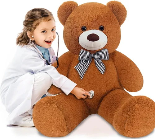 Vista 2 de SNOWOLF Oso de peluche gigante de 47 pulgadas, regalo para el Día de la Madre, oso de peluche gigante de 47 pulgadas, lindo oso suave de tamaño real