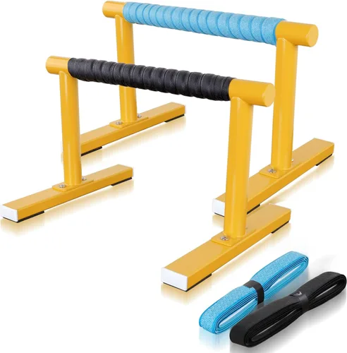 Vista 8 de Paraletas de entrenamiento de fuerza, barras de empuje I-Sit, asas de flexiones, equipo de calistenia para entrenamiento en casa, barras de gimnasia