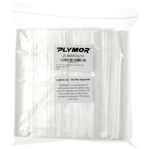 Vista 4 de Plymor 8" x 10" (paquete de 100), bolsas de plástico con cierre de cremallera resistente de 4 mil