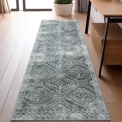 Vista 84 de jinchan - Tapete de pasillo marroquí de 2 x 6 pies con líneas, bohemio, lavable, para cocina, suave, geométrico, de lana sintética, antideslizante