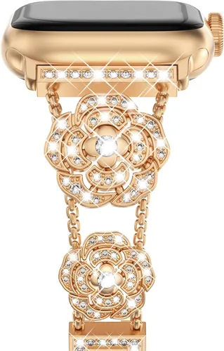 Vista 23 de NewWays for Apple Watch Band Series 11 10 46mm 42mm Series 9/8/7 41mm 45mm Series 6/5/4 40mm 44mm Series 3 42mm 38mm Women, Sparkling Bling Diamonds