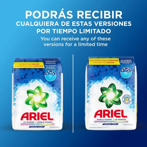 Vista 6 de Ariel Detergente para ropa en polvo, aroma original, 12.8 lbs, 129 cargas