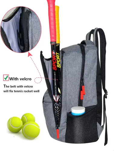 Vista 3 de d'yallee Bolsa de tenis para hombres y mujeres, racquetball, pickleball paddle squash, bolsa cruzada deportiva para adultos con puerto de carga USB