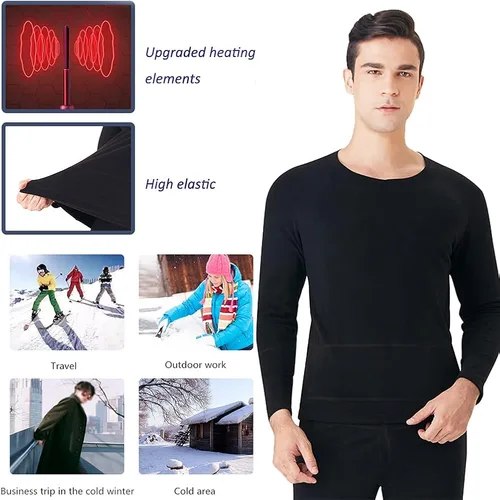 Vista 5 de scosao Ropa interior térmica para hombres y mujeres, juego de ropa interior térmica USB recargable, con ajuste de temperatura de aplicación