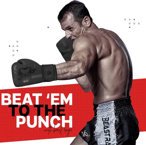 Vista 4 de BEAST RAGE Guantes de boxeo Muay Thai Kickboxing MMA Bolsa de Lucha Entrenamiento Golpe Entrenamiento Hombres Mujeres Sparring Fitness Mitones