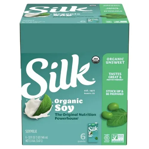 Vista 4 de Silk Leche de soja orgánica sin azúcar, cajas asépticas de 32 onzas (paquete de 6)