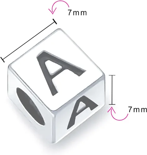 Vista 3 de Cubos cuadrados de bloque letra A-Z alfabeto inicial abalorio para mujeres para adolescentes plata esterlina 925 para pulsera europea