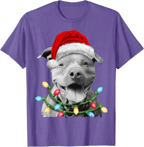 Vista 10 de Pit Bull Santa - Camiseta de perro con luces para árbol de Navidad para niños, Negro, S