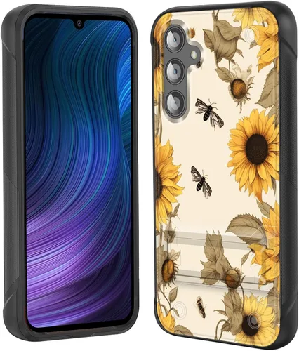Vista 30 de Funda para Galaxy S24 Plus con soporte, doble capa híbrida de policarbonato duro y silicona suave, resistente a prueba de golpes, funda protectora