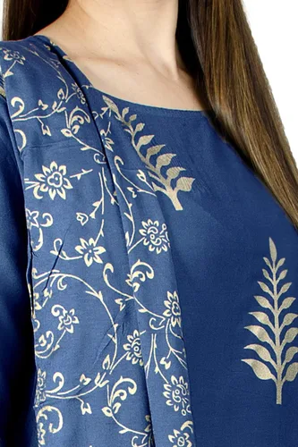 Vista 4 de Chandrakala Kurti Palazzo pantalón con traje Dupatta para mujer (K176-P)