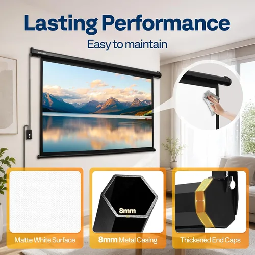Vista 5 de VIVOHOME Pantalla de proyector motorizada 16:9 de 72 pulgadas con control remoto, pantalla de proyección eléctrica automática, pantalla de cine HD