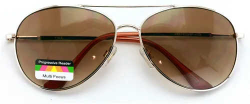 Vista 3 de Gafas de lectura progresivas sin línea de lágrima de metal, lentes de sol para lector trifocal