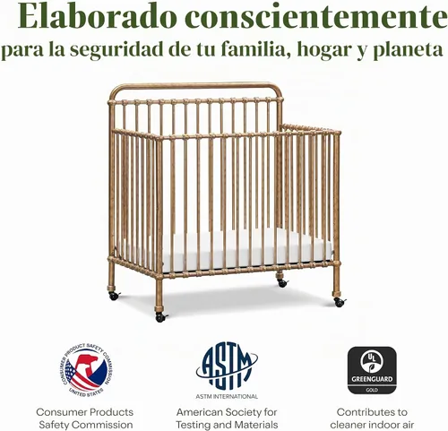 Vista 9 de NAMESAKE Winston Mini cuna convertible 4 en 1, oro vintage, 60 libras Dorado (vintage gold)